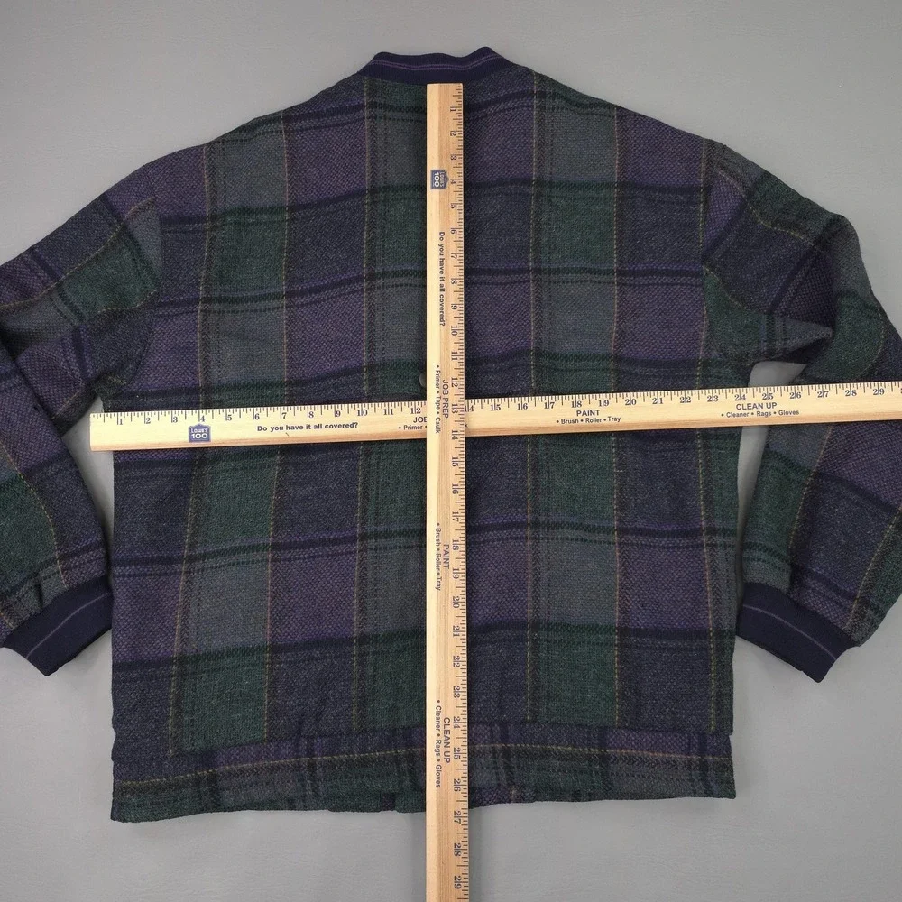 Colours By Alexander Julian Jacket Mens Medium Green Plaid Wool Bomber Lined
